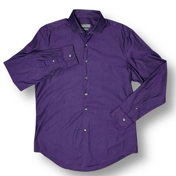 Zara Man XL Purple Cotton Slim Fit Button Up Dress Shirt Career Office Preppy - Picture 7 of 9